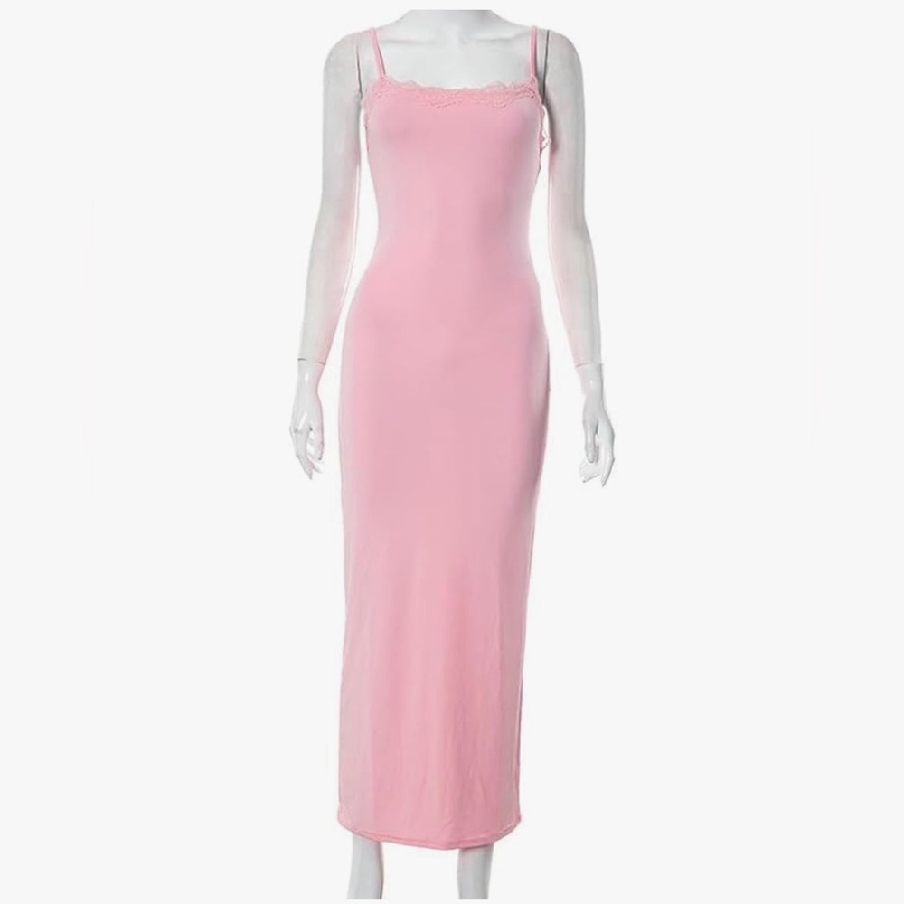 Sleek Pink Slip Maxi Dress NWOT